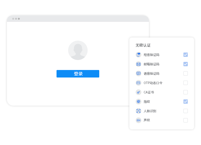 多样化无密码认证方式，供用户灵活选择